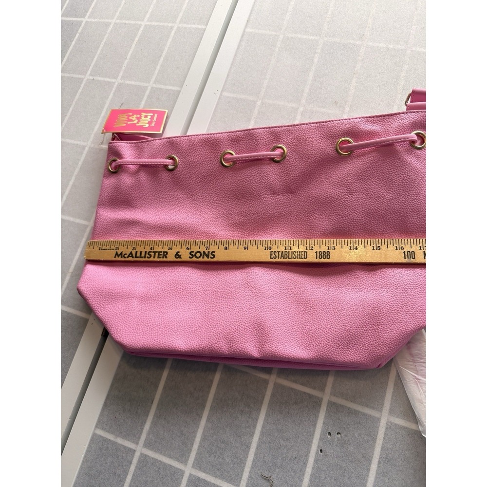 NWT Juicy Couture Pink Bubblegum Bucket Drawstring Shoulder/Cross Body Bag Purse - Picture 7 of 8